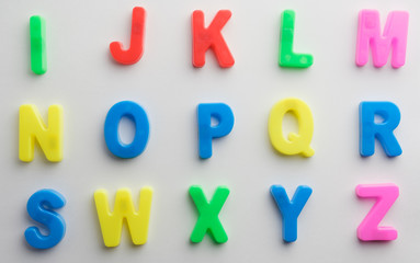 Letter to learn spelling,Colorful letter help children to learn on white background and copy space