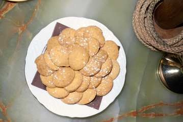 Shortbread biscuits with powder sugar