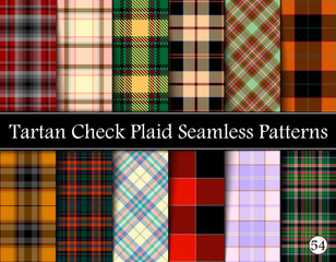 Set Tartan Plaid Scottish Seamless Pattern