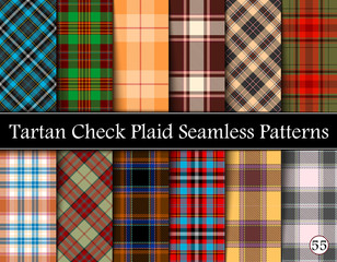 Set Tartan Plaid Scottish Seamless Pattern