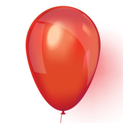 Realistic red balloon isolated on white background