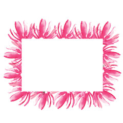 Fototapeta na wymiar frame with pink flowers petals. wedding decoration, invitation, postcard design. Watercolor drawn.