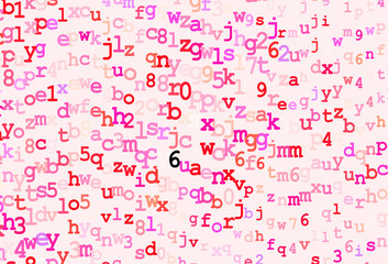 Dark Pink, Yellow vector background with signs of alphabet.