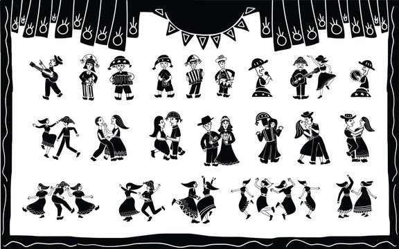 illustration of cordel style music and dance performances