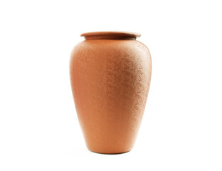 Broken clay vase isolated on white background. 3d render image.