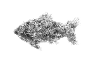 A fish from pieces of hard bottle- plastic. The concept of saving the environment, pollution of the...