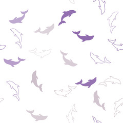 Light Pink, Green vector seamless background with dolphins. Modern abstract illustration with sea dolphins. Pattern for wildlife ad, booklets.