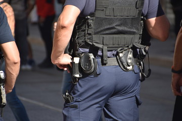 Police force photographed during a demonstration