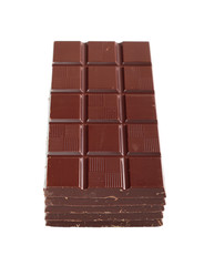 Dark Chocolate Tablet Stack. Isolated on white background.