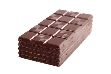 Dark Chocolate Tablet Stack. Isolated on white background.
