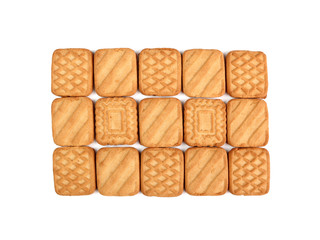 Biscuit Background. Directly Above. Isolated with shadow on whit