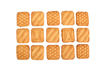 Biscuit Background. Directly Above. Isolated on white background