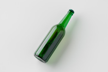Green longneck beer bottle mockup.