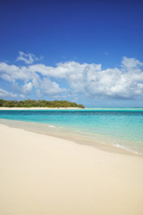 Fototapeta na wymiar Sandy beach on the shore of Ouvea lagoon, Ouvea Island, Loyalty Islands, New Caledonia