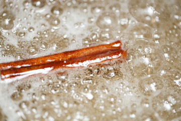 cinnamon sticks in sugar syrup