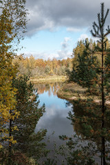 beautiful natural lake or river in autumn