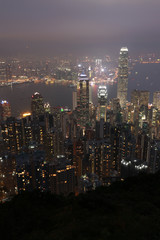 Fototapeta na wymiar Skyline of Hong Kong and the Victoria Harbour seen from Victoria Peak on Hong Kong Island, SAR of China