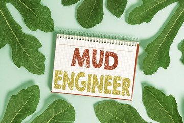 Conceptual hand writing showing Mud Engineer. Concept meaning liable for making mixture of fluids...