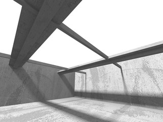 Dark concrete empty room. Modern architecture design