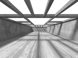 Dark concrete empty room. Modern architecture design