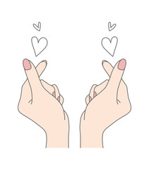 Korean symbol of love with your fingers. Korean love sign in the shape of a heart. Vector Illustration. - 295143667