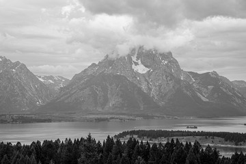 Grand Teton mountain range from a viewpoint