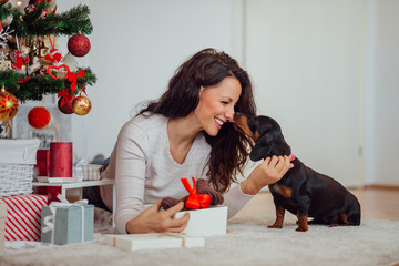 Happy Christmas time with a pet.