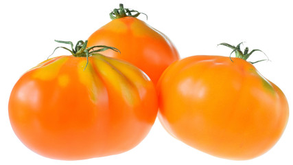 Ripe wet heap orenge tomato isolated