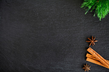 New year background with Christmas decorations and place for text