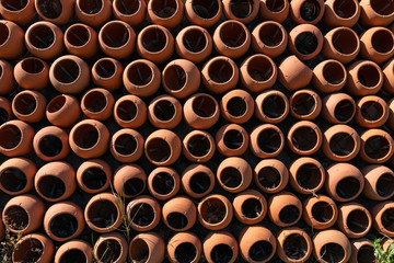 Multiple clay pots abstract pattern