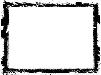 Black frame hand drawn on white background. Paint strokes with a dry brush