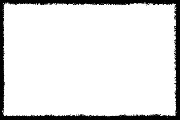 Obraz premium Black frame hand drawn on white background. Paint strokes with a dry brush