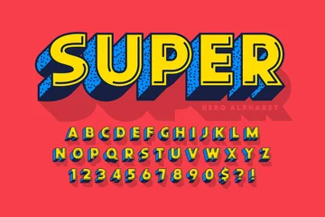 Fotobehang Trendy 3d comical font design, colorful alphabet, typeface. © Aleksandr