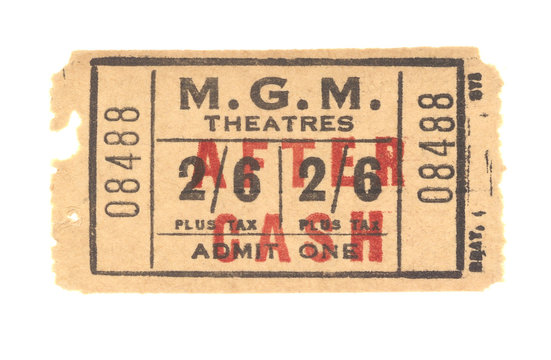 Eintrittskarte ticket 50c Vintage retro USA Amerika England 08488 Papier beige Admit One rot red Theatre Theater Cash Kino Veranstaltung Konzert Festival