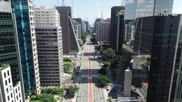 Aerial view of Avenida Paulista (Paulista avenue) in Sao Paulo city, Brazil.
