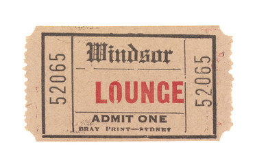 us vintage ticket schein retro karte eintrittskarte admit one lounge widsor kino Theater event festival konzert England