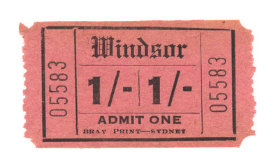 Eintrittskarte ticket Admit One Windsor rot rosa red Karte Theater Kino Event Veranstaltung...
