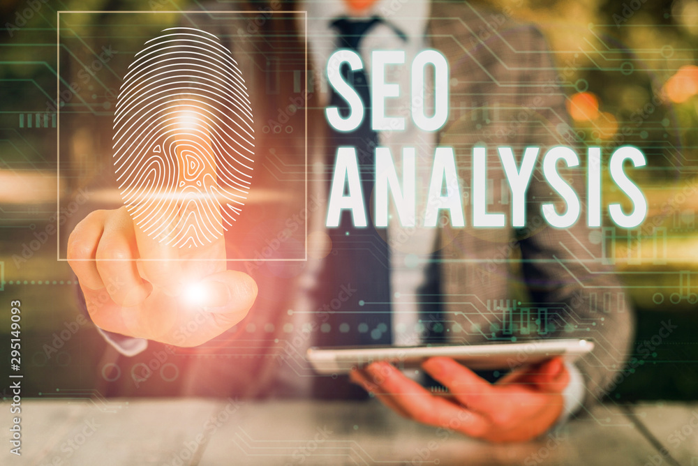 Poster text sign showing seo analysis. business photo text tool helps showing to study on how to improve a 