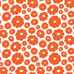 Pumpkin seamless pattern. Orange vegetables on white background. Picture can be used in advertisement, posters, flyers, banners, logo etc. Vector illustration. EPS10