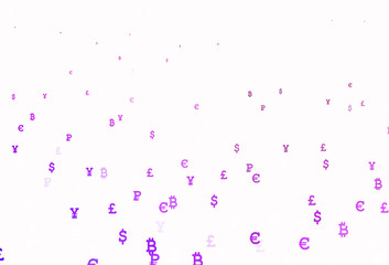 Light Purple, Pink vector pattern with symbols of currency.