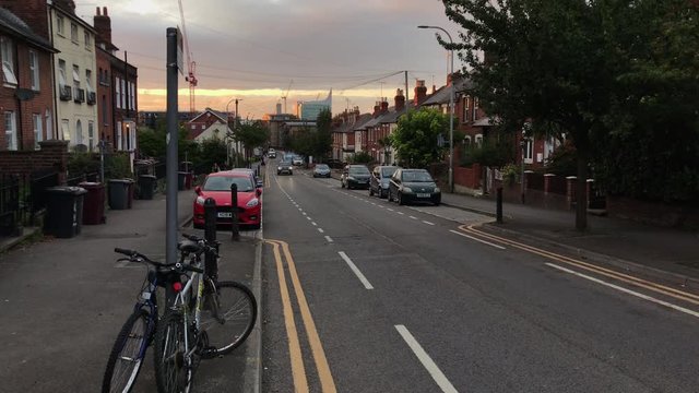 Sunset in England - typical suburbs