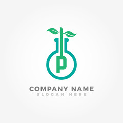 Botanical Plant Letter P Logo Template