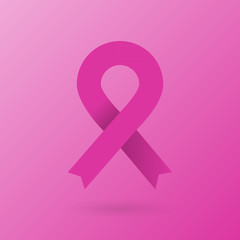 Pink ribbon. Breast cancer awareness. Vector illustration, flat design