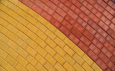 yellow and red brown paving tile for background or texture