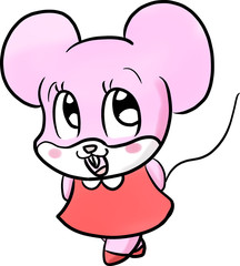 ねずみの女の子　水彩風