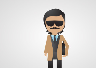 Mafia Gangster Cartoon Vector. Business Man - Isolated On Gray Background. Mafia Mob Character Design, Vector Illustration. Cartoon Gangster Mafia. Avatar Man Icon