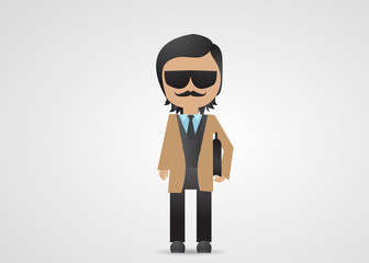 Mafia Gangster Cartoon Vector. Business Man - Isolated On Gray Background. Mafia Mob Character Design, Vector Illustration. Cartoon Gangster Mafia. Avatar Man Icon
