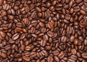 coffee background made of roasted coffee beans