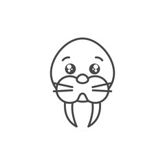 cute sea lion animal line style icon
