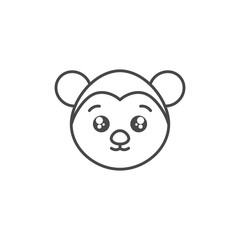 cute monkey woodland animal line style icon